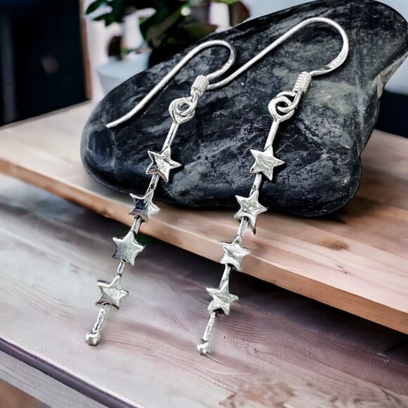 Cascading Stars Sterling Silver Earrings - Picture 2 of 3